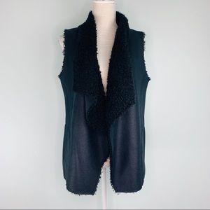Anthropology Velvet Black Leather/Suede Vest Sz S